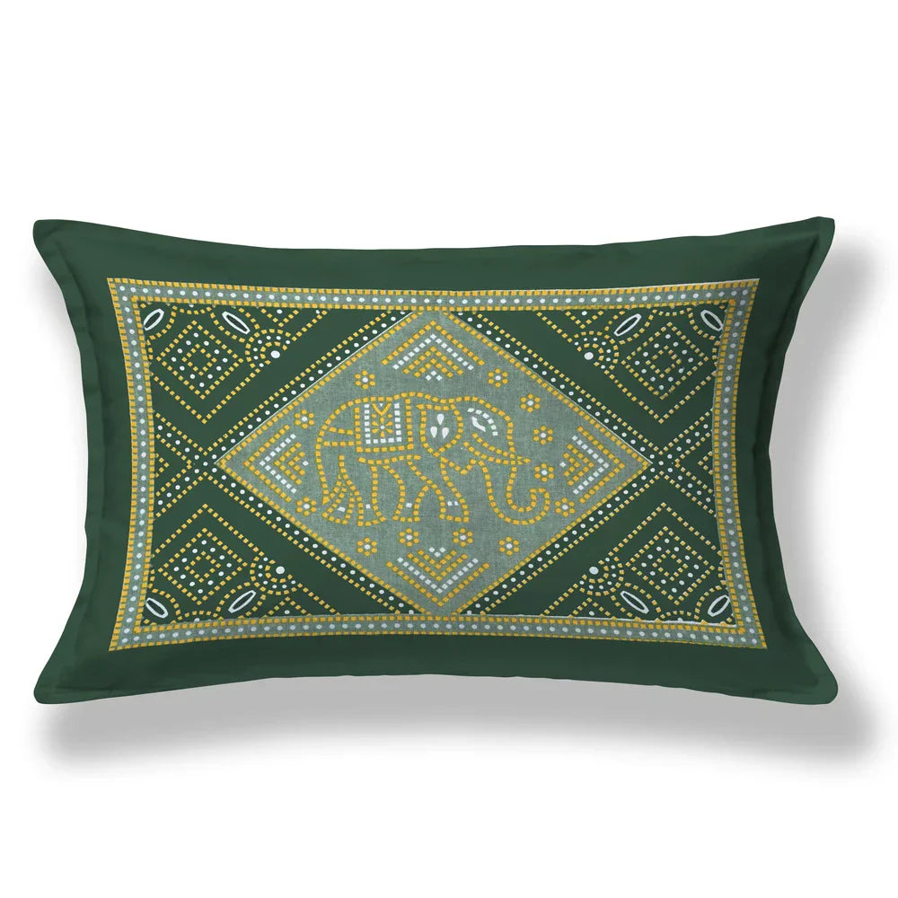 Jaipuri Cotton Single Bedsheet Set – Green & Yellow Bandhani Print (70X100 inches)